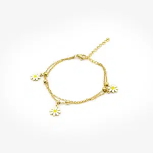 BRACELET WHITE DAISIES GIOYES PLAQUÉ OR 18 CARATS