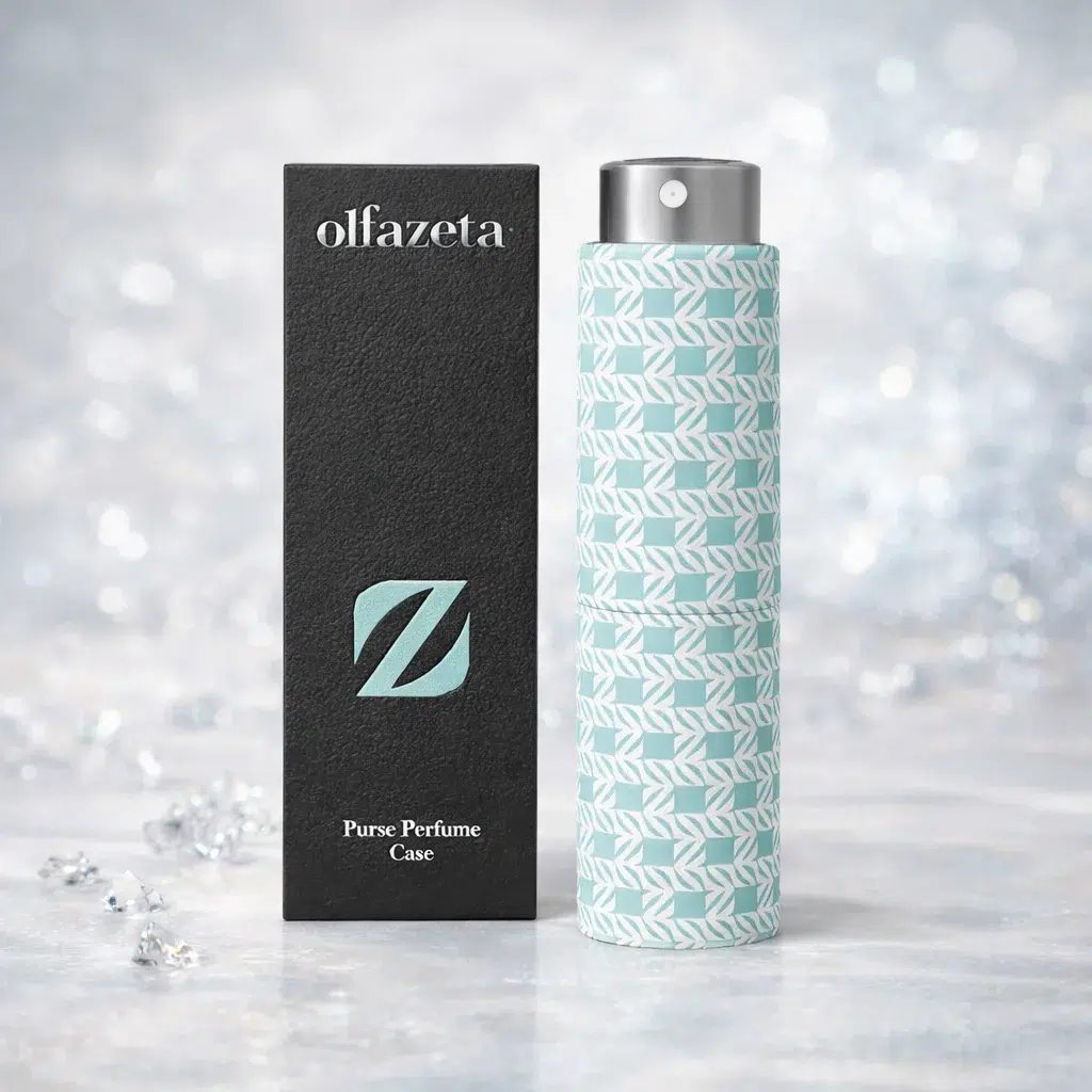 ÉTUI À PARFUM CHOGAN RECHARGEABLE TURQUOISE ET BLANC