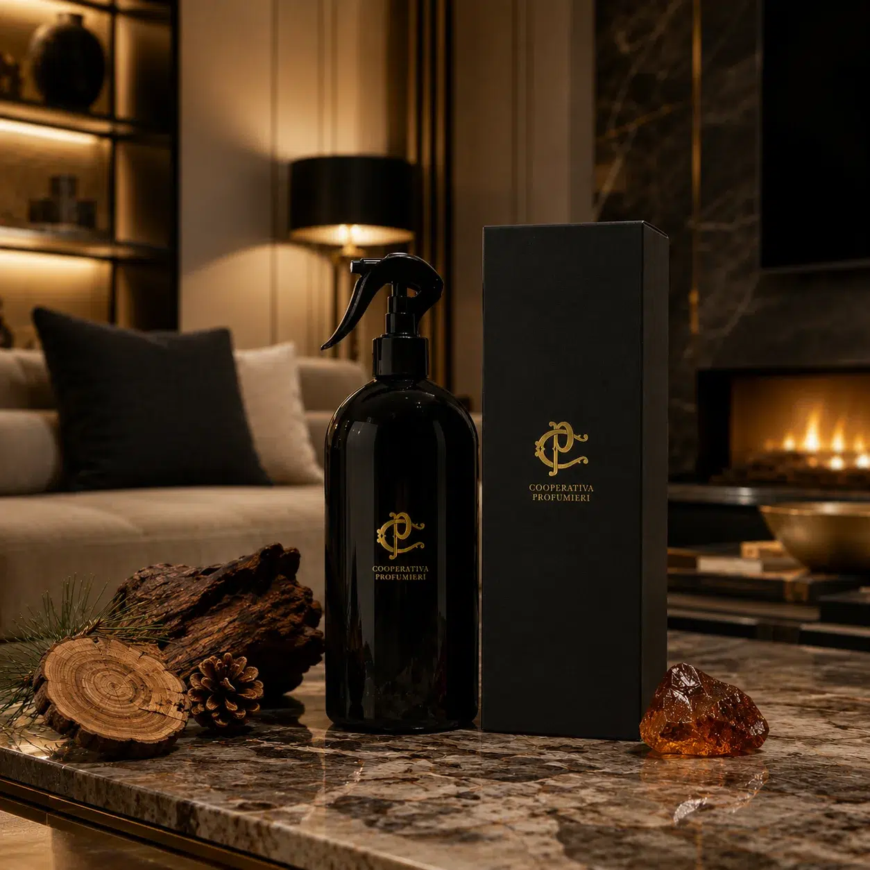 Spray D’ambiance Chogan pour salon – Whispering Woods de Cooperativa Profumieri